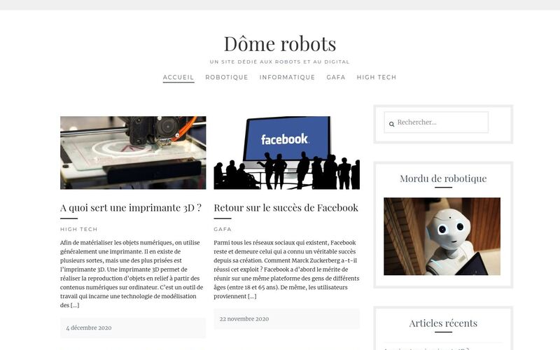 Dôme robots - Un site dédié aux robots et au digital